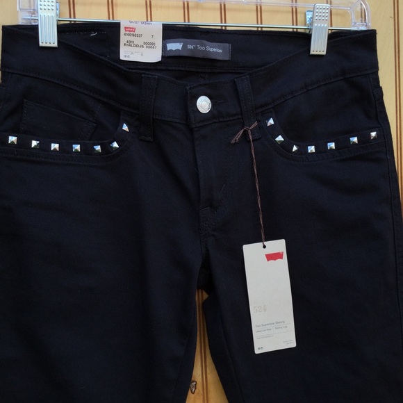 Levi's 524 Too Superlow Skinny Size 5M/27 Black - Picture 3 of 8